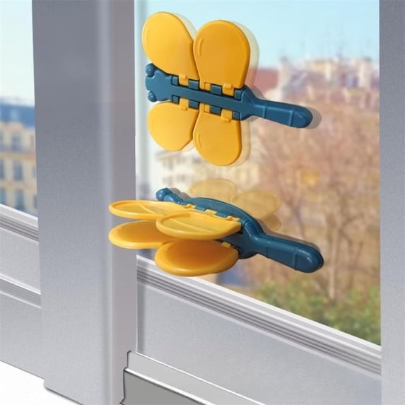 NOGIS 2 Pack Great for Sliding Patio Door Lock, Sliding Door Lock, Window Lock, Sliding Glass Door Lock, Sliding Door Lock for Child Safety, Easv to Install, No Drilling Required (Yellow-Blue)