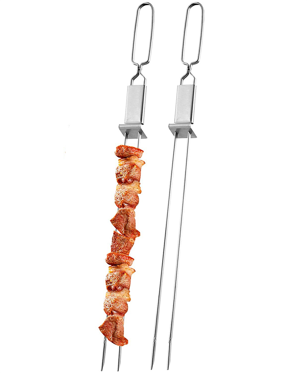 NOGIS 2 Pack Kabob Skewer for Grilling 12.6" Long Metal Stainless