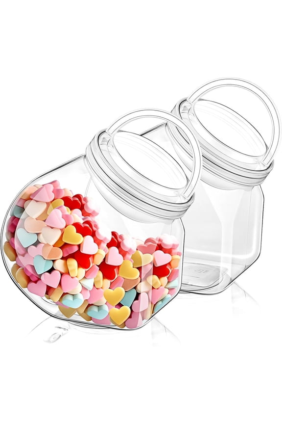 2 Pack Plastic Candy Jars with Lids 85 Oz Clear Cookie Jars with Portable Handle Lid for Candy Buffet Wide Mouth Canister Container for Kitchen, Party Table, Home Storage