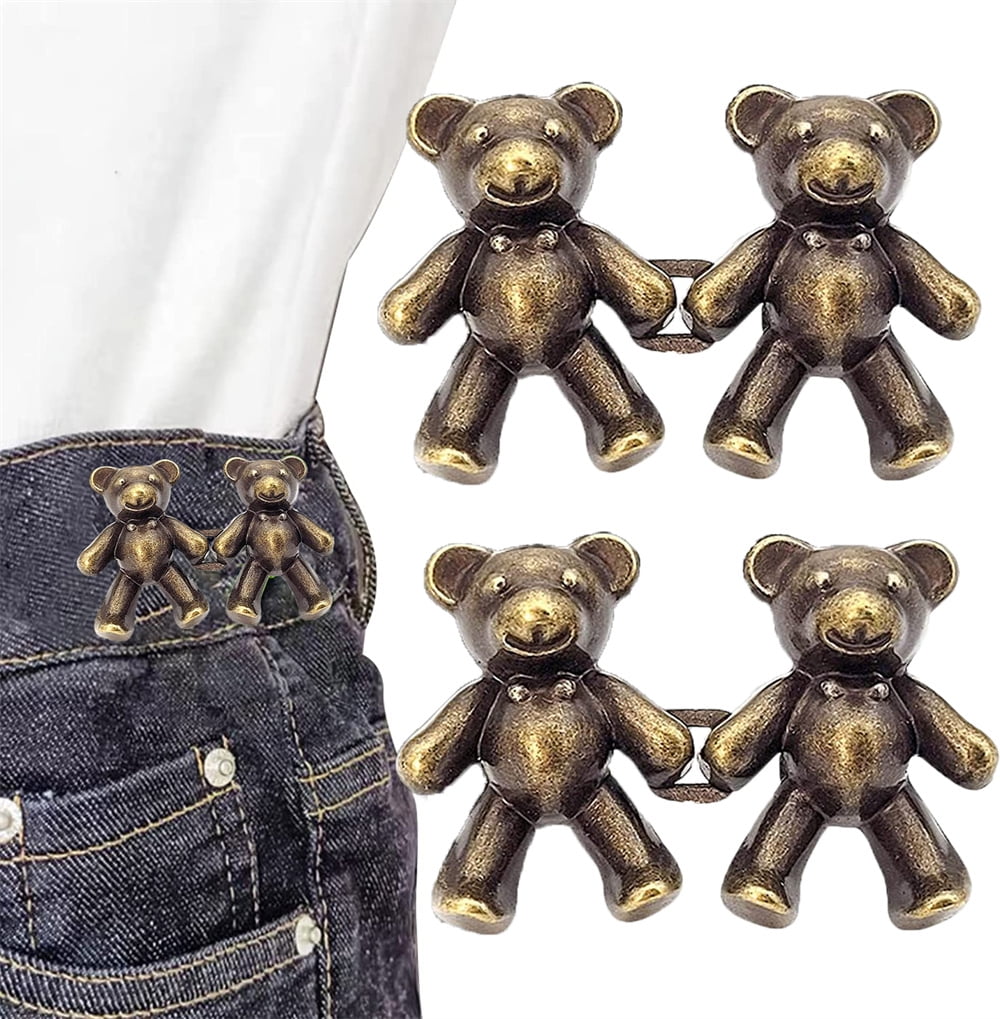 2Pcs Detachable Metal Bear Tighten Waist Button for Women Skirt Pant Jeans  Adjustable Waist Clip Metal Pins Clothing Accessories