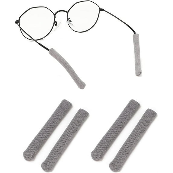 NOGIS 2 Pairs Cotton Fabric Eyeglasses Temple Tips Sleeve Soft Knitting Eyeglass Ear Cushions Anti Slip Elastic Eyeglass Ear Grips Eyewear Retainers Pads for Sunglasses Glasses (Gray)