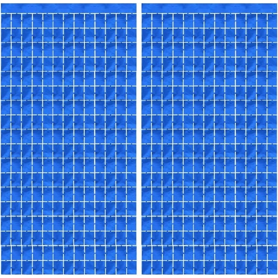 NOGIS 2 Pcs Blue Foil Fringe Curtain Tinsel 3.28ft x 6.56ft Square Foil Curtain Decorations for Backdrop Wedding Anniversary Photo Booth Props Bachelorette Graduations Valentine Day Birthday Party