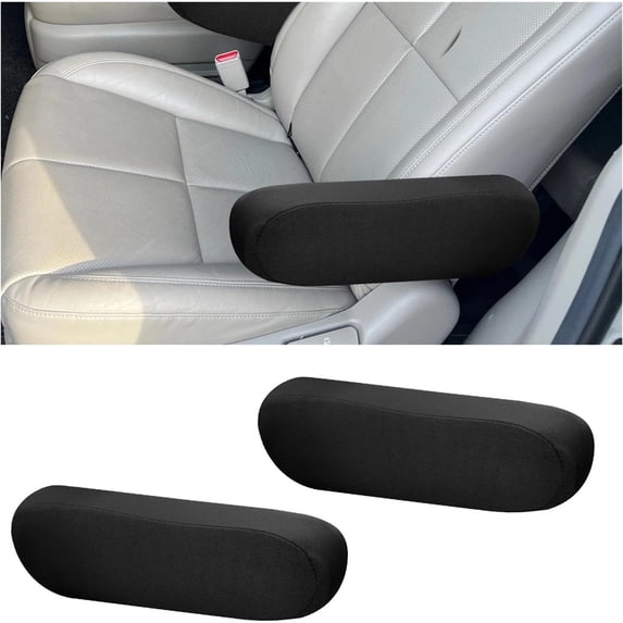 NOGIS 2 Pcs Car Front Seat Armrest Covers, Cloth Fabric Armrest Protectors, Direct Replacement Center Console Lid Armrest Cover Skin, Universal Accessories for Car, SUV, Truck and Van (Black)
