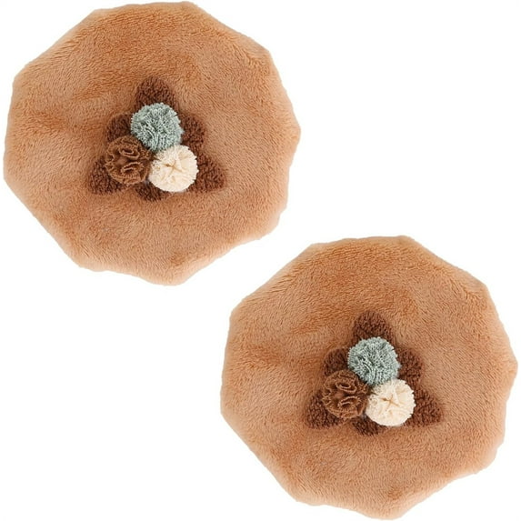 NOGIS 2 Pcs Door Knob Protector Covers Reusable Round Door Handle Cushion Flower Shape Door Knob Covers for Wall Protector Washable Decorative Door Handle Cover (Khaki)