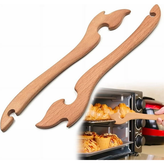 NOGIS 2 Pcs Oven Rack Puller, Wood Oven Rack Push Pull Tool, Prevent Scalding, Pull out Hot Racks Safely, Long Handle Toaster Oven Accessories,Suitable For Kitchen Oven, Air fryer,etc
