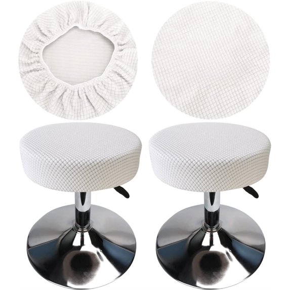 NOGIS 2 Pcs Round Stool Cover Stool Seat Slipcover Counter Stool Covers Bench Covers Bar Chair Covers Outdoor Recliners Garden Chair Cover Dining Chair for Diameter 12"-14" Chair (White)