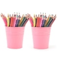 thumbnail image 1 of NOGIS 2 Pcs Small Metal Pencil Buckets Pencil Cups for Classroom Sharp Pencil Buckets Colorful Pen Holders for Office Teachers Classroom Supplies and Party Favor (Pink), 1 of 6