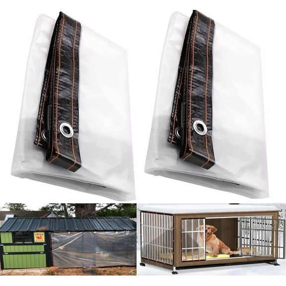 NOGIS 2 Pcs 3x3 ft Clear Tarps Waterproof Plastic Sheeting Cover,Clear Vinyl Tarp with Grommets,Heavy Duty Outdoor Garden Rainproof Cover for Covering Henhouse Porch Canopy Plant Camping