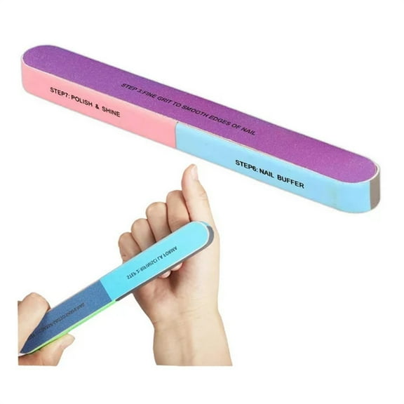 NOGIS 2 Pieces 7 Way Nail File and Buffer Block Professional Nail Buffering Files 7 Steps Washable Emery Boards for Acrylic Nails for Women Girls, Natural Emery Boards