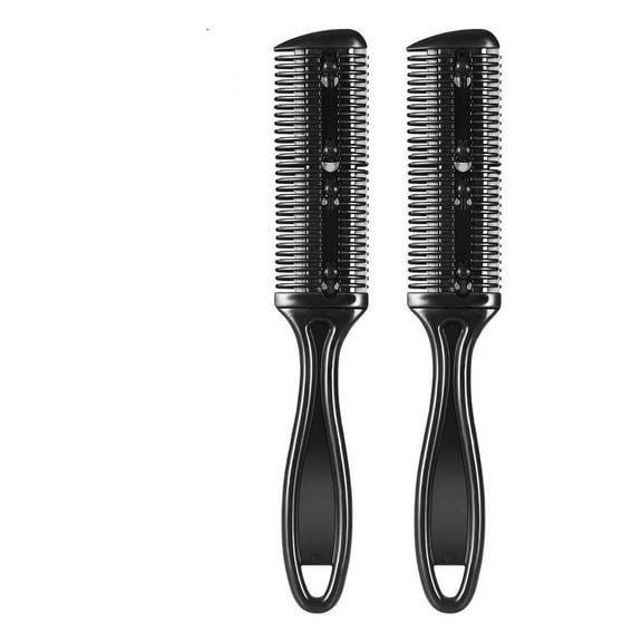 NOGIS 2 Pieces Razor Comb with Razors, Hair Cutter Comb Dual Side Cutting Scissors Hair Thinning Comb Double Edge Hair Razor Comb Slim Haircuts Cutting Tool (Black)