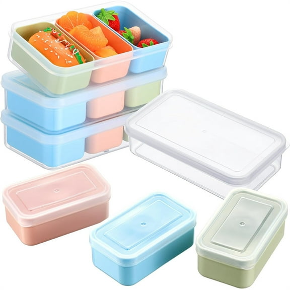 NOGIS 2 Set Snack Containers with 3 Removable Compartments Reusable Snack Box with Lids Stackable Meal Prep Containers for Fridge Charcuterie Candy Nuts Spice, Microwave Dishwasher Safe