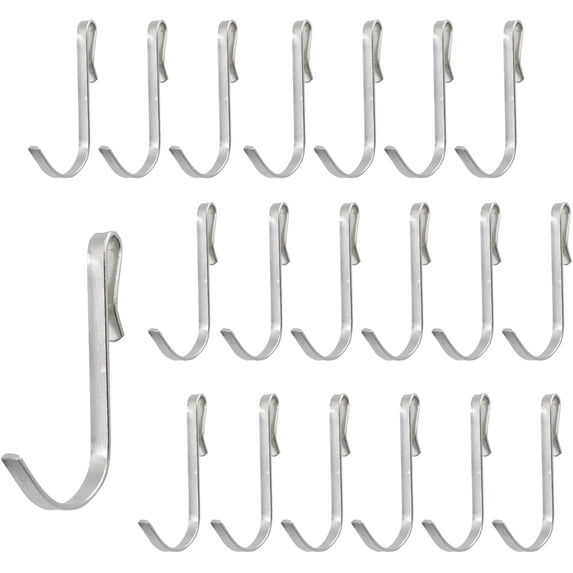 NOGIS 20 PCS Snap On Hooks Wire Rack Hook Stainless Steel J Shaped Hooks Hanger Clip-on Hooks, Hanging Sink Grid Hook Wire Rack Hook Utility Hooks for Kitchen Bedroom Office (Silver)