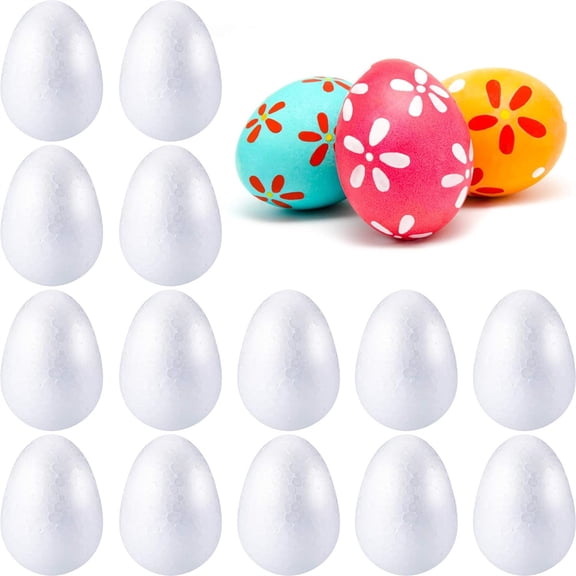 NOGIS 20 Pack 2.75 inch White Craft Foam Eggs Smooth for Easter Christmas Halloween Holiday Crafts Making Handmade DIY Painting School Projects