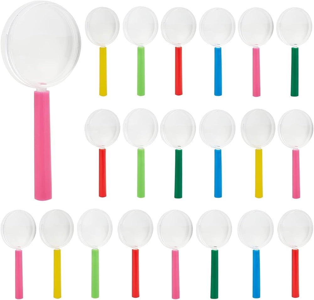 NOGIS 20 Pack Magnifying Glasses for Young People Plastic Colorful