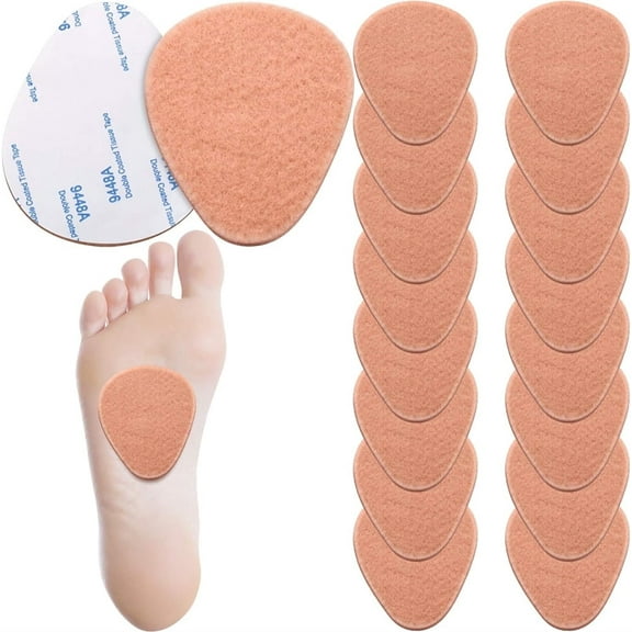 NOGIS 20 Pack Metatarsal Foot Pads 0.25 Inch Thick Ball of Foot Cushions Adhesive Metatarsal Pads Soft Metatarsal Felt Pads for Women and Men Forefoot Support Pain Relief (Natural)