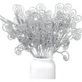 thumbnail image 1 of NOGIS 20 Pcs Christmas 12" Artificial Glitter Candy Stems Ornaments Curly Sprays Picks Decorative Twigs Sticks for Xmas Tree Wreath DIY Crafts Vase Filler Home (Silver), 1 of 7