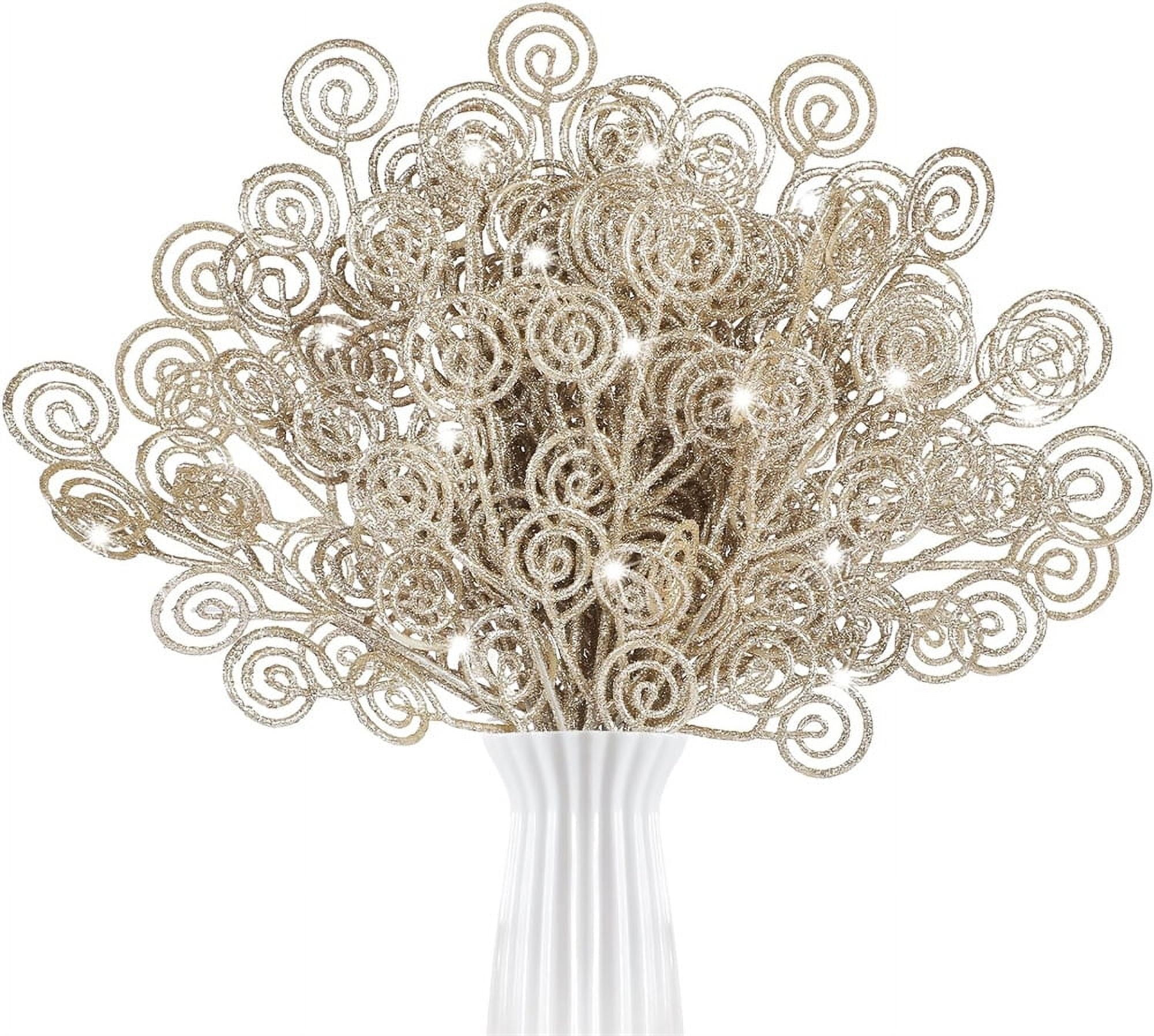 NOGIS 20 Pcs Christmas Tree Picks 12" Artificial Glitter Stems