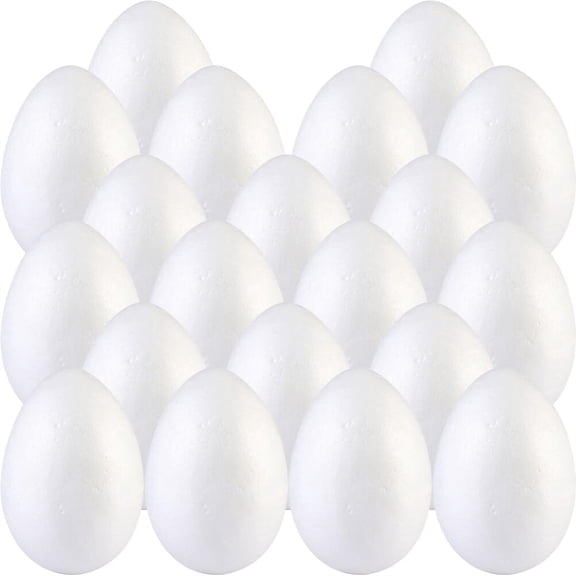 NOGIS 20 Pcs Foam Eggs for Crafts, 2.75 inch Foam Easter Eggs White Polystyrene Eggs, Large Craft Foam Eggs for Easter, Halloween, Christmas, Holiday Decoration, DIY Arts, Painting