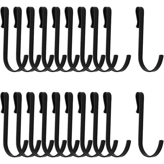 NOGIS 20 Pcs J Hook for Wire Shelving Hooks Stainless Steel Hanger Clip on Metal Wire Rack Hook Hanging Sink Grid Hook for Display Kitchen Bedroom Office Wire Shelf Pans Pots Kitchenware(Black)