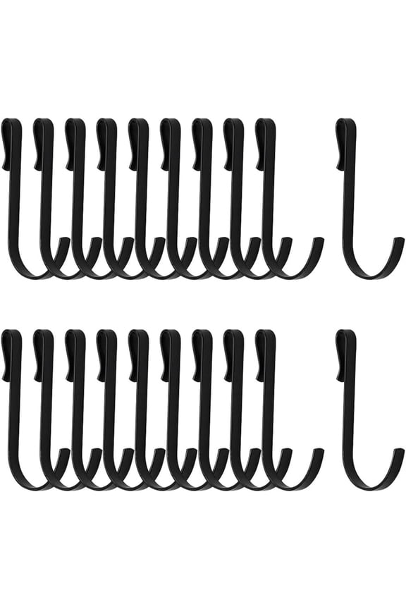 20 Pcs J Hook for Wire Shelving Hooks Stainless Steel Hanger Clip on Metal Wire Rack Hook Hanging Sink Grid Hook for Display Kitchen Bedroom Office Wire Shelf Pans Pots Kitchenware(Black)