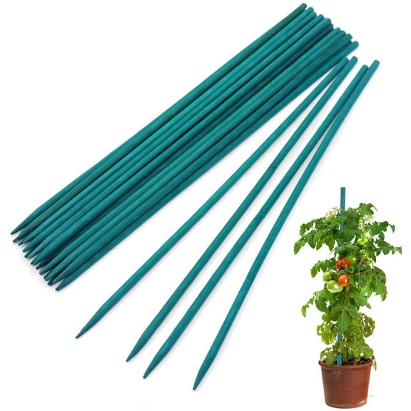 NOGIS 20 Pcs Plant Sticks Green Plant Stakes, Garden Wood Plant Stakes for Indoor and Outdoor Plants, Sturdy Garden Wood Bamboo Sticks, Floral Plant Stakes for Garden Potted Plants（15 in）