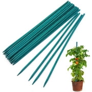NOGIS 20 Pcs Plant Sticks Green Plant Stakes, Plant Support Garden Stakes for Indoor and Outdoor Plants, Sturdy Garden Wood Bamboo Sticks, Floral Plant Stakes for Garden Potted Plants（15 In）