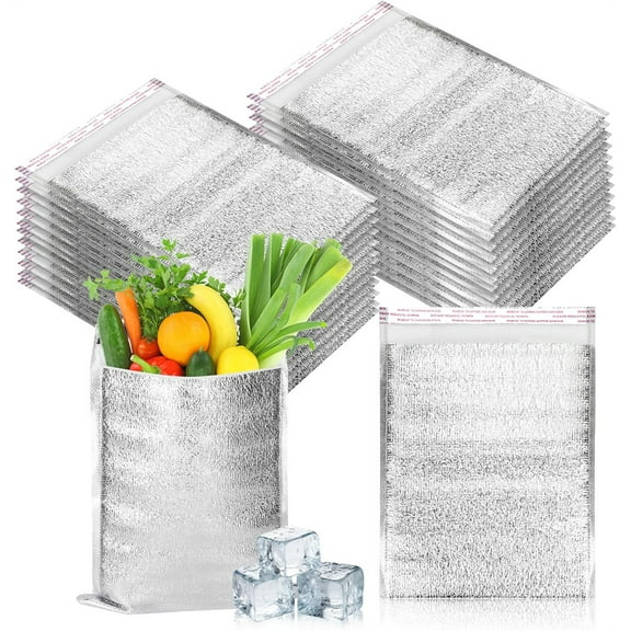 NOGIS 20 Pcs Reusable Insulation Bags, Thermal Box Liners Metalized Box Liners Self Seal Insulated Box Liners Envelopes Cushion Food Mailers Insulated Shipping Bags (11.8"x15.7"/ 30 x 40cm)