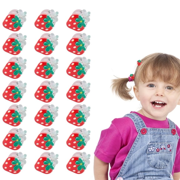 NOGIS 20 Pcs Small Plastic Hair Claw Clips Cute Strawberry Hair Jaw Clamps Non Slip Hair Clips Mini Fruit Hair Grips Hair Accessories for Women and Girls