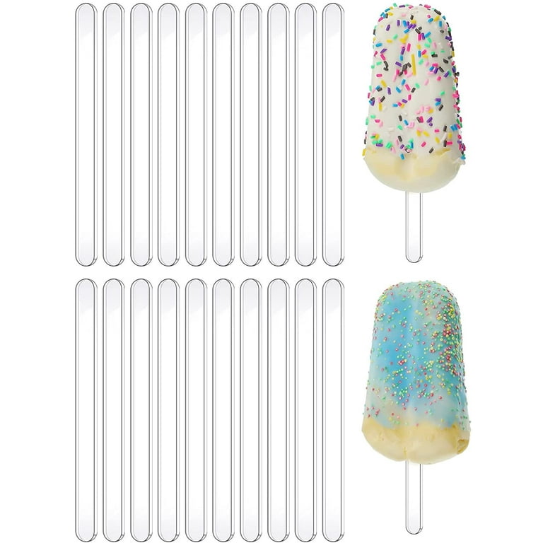 NOGIS 20 Pieces Acrylic Cakesicle Sticks 4.5 Inch Reusable Ice Cream Sticks Ice Cream Sticks Mini Acrylic Craft Ice Cream Sticks for Candy Ice Creamsicle DIY Crafts Clear Walmart