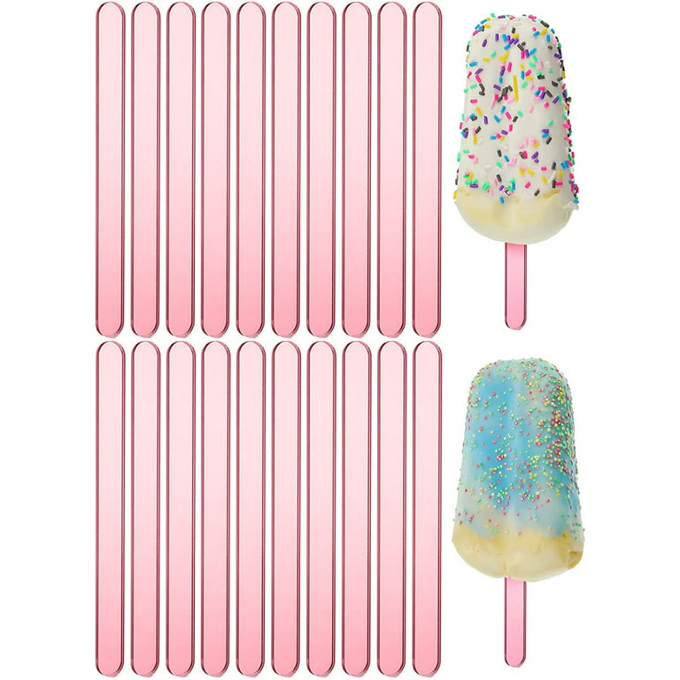 Set of 30 Reusable Acrylic Cakesicle Sticks, Gold Mirror Popsicle Sticks  for Party Favors (Clear)