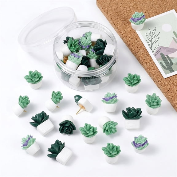 NOGIS 20 Pieces Cute Succulent Plants Decorative Push Pins Colorful Floret Thumbtacks for Photo Wall, Feature Wall, Cork Board, Map, Bulletin Board, Office or Home (Three Assorted Styles)