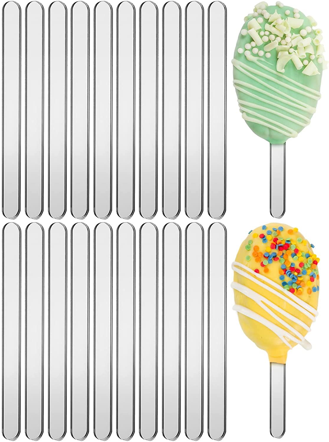 15pcs Clear Sequins Reusable Popsicle Sticks Ice Cream Sticks