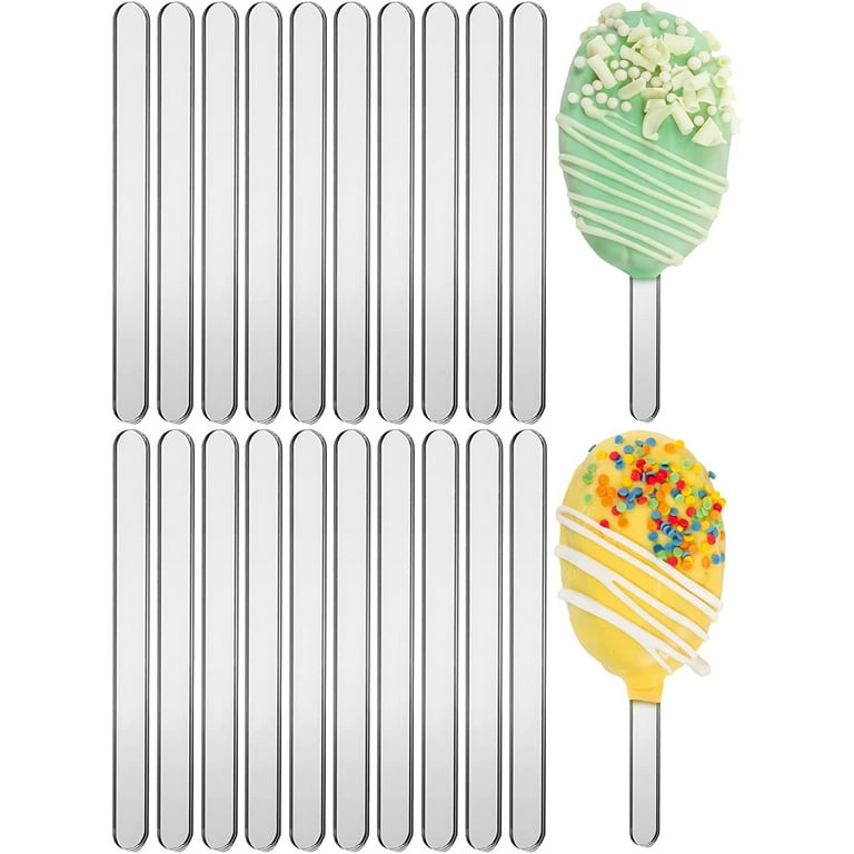 Nogis 20 Pieces Acrylic Cakesicle Sticks 4.5 inch Reusable Ice Cream Sticks Mirror Ice Cream Sticks Mini Acrylic Craft Ice Cream Sticks for Candy Ice