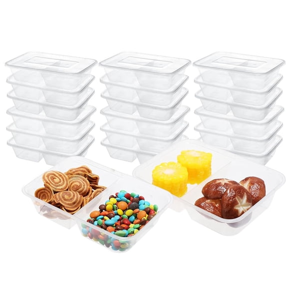 NOGIS 20 Sets Reusable Snack Containers With Lids,16 OZ Double Compartment Condiment Snack Pack Containers for Home Travel Outdoor School