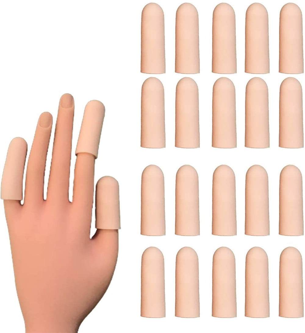  12 Pieces Silicone Gel Finger Protectors, Finger Cots  Fingertips Cover Protection Finger Caps, Great for Protect Cracked and Dry  Finger Skin & Nails : Health & Household
