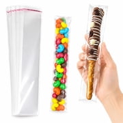 NOGIS 200 Pcs Cellophane Bags, Treat Bags, Clear Cellophane Gift Bags, Self Adhesive Sealing Plastic Gift Bags, Resealable Pretzels Individual Bags for Pretzel Rods, Candy, Snack 2 x 10 Inch
