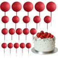 thumbnail image 1 of NOGIS 20Pcs Ball Cake Topper Decorations Mini Balloons Cake Topper Sticks Foam Balls Cake Picks Cake Topper Balls Cake Decorations for Wedding Party Birthday Cake Decorating (Red), 1 of 7