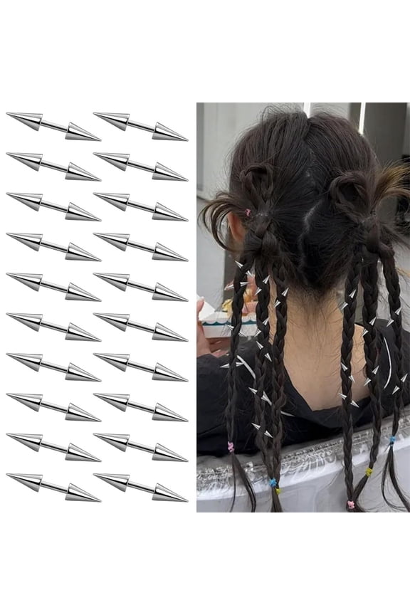 20Pcs Goth Hair Clips for Women, Punk Spiked Metal Accessories for Goth Emo Styles, Edgy Hair Jewelry for Women & Men, Great for Braids, Buns & Alternative Fashion, Gift Idea
