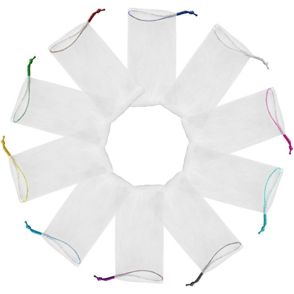 NOGIS 20Pcs Soap Exfoliating Mesh Soap Pouch Saver Bag, Soap Bags for Soap Bars, Net Bags with Drawstring, Soap Bags Body Facial Cleaning Tool for Bath & Shower, 4.7 x 3.5 inch (Colorful)