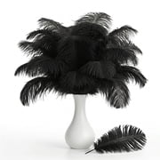 NOGIS 20pcs Black Ostrich Feathers Natural Bulk 8-10inch20-25cm Vase Craft Wedding Home Party Centerpieces Christmas Day Decoration