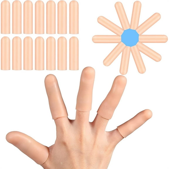 NOGIS 20pcs Gel Finger Protector Finger Cots Silicone Finger Cover Cap Gel Finger Sleeves Finger Support for Finger Protector, Hand Eczema, Finger Cracking, Finger Arthritis and More (Skin)