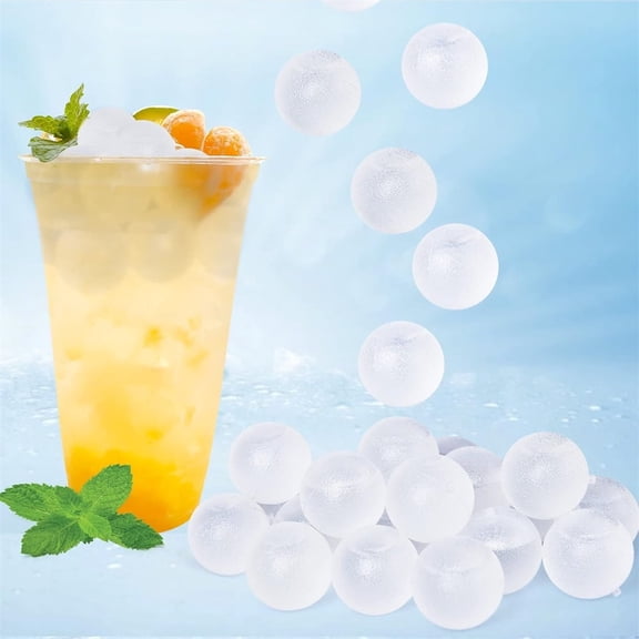 NOGIS 24 Pack Reusable ICE for Drinks, Clear Round Shape Plastic ice Cubes Without Diluting BPA Free, Refreezable Ice Cubes for Coffee, Wine, Whiskey, Cocktails (Round)