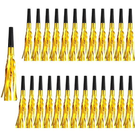 NOGIS 24 Pcs Noise Makers Party Blowers Party Horns Blowout Clappers Noisemakers for Halloween Christmas Birthday Sporting Party New Year's Eve Party Supplies (Gold)