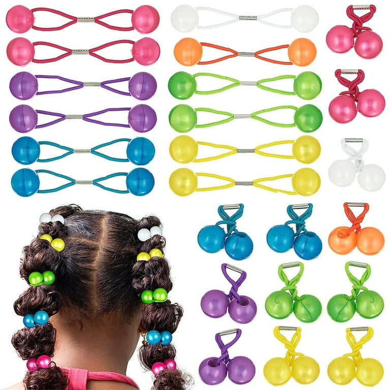 NOGIS 24pcs Colorful Elastic Rubber Hair Ties, 16mm Ball Style 