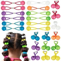 NOGIS 24 Pieces 16mm Ball Hair Ties, Bubble Ponytail Holders for Kids Girls Children Women Baby Toddlers, Twin Bead Colorful Elastic Hair Accessories, Cute Hair Bands with Balls