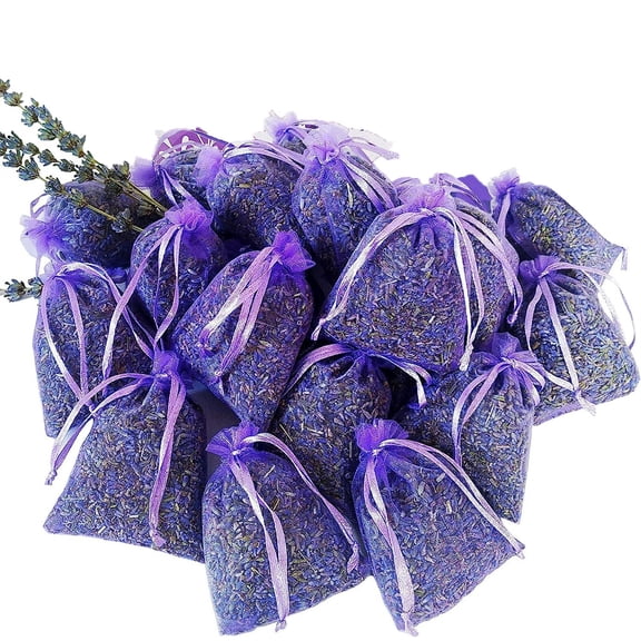 NOGIS 25 Pack Purple French Dried Lavender Sachets Craft Bag - Lavender Sachets Wedding Toss, Home Fragrance Sachets Drawers Dressers, Lovely Dried Lavender Flower Buds Sachets