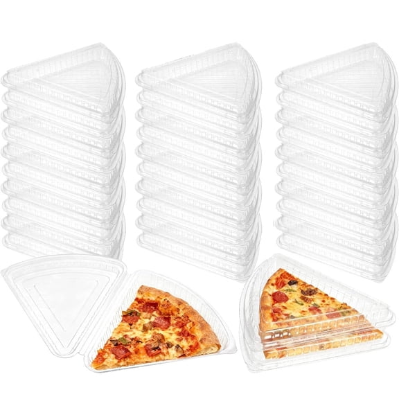NOGIS 25 Pcs Disposable Plastic Pizza Slice Boxes, Food-Grade Plastic Disposable boxes. Fits 10-12 Pizza Slices Storage Containers, Ideal for Party, Birthday, Wedding & Catering Supplies