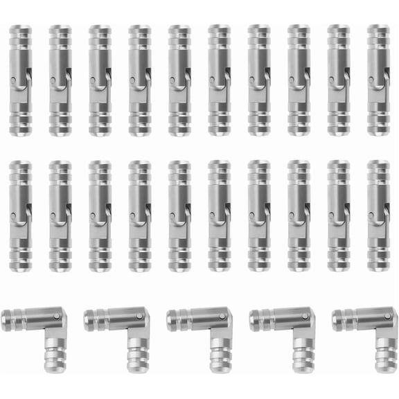 NOGIS 25 Pcs Invisible Silver Barrel Hinges, 4x20mm Mini Hidden Concealed Hinges for Jewelry Box, Music Box, Cabinet Door, Small Woodworking Projects