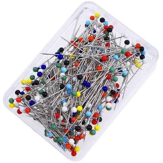 NOGIS 250 Pcs Ball Point Sewing Pins for Fabric, 1.5 inch/38mm Straight Pins Sewing, Glass Head Sewing Pins with Box, Straight Pins for Sewing with Big Heads Crafts, Quilting, Jewelry