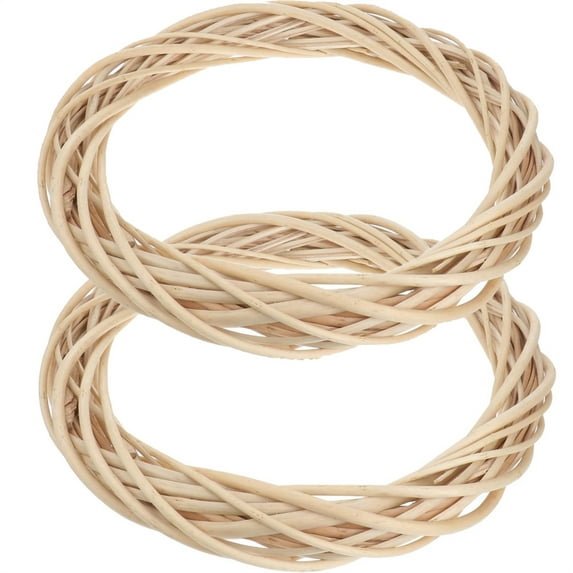 NOGIS 2Pack Grapevine Wreath DIY Crafts Rattan Wreath Wooden Wreath Natural Twigs Wreath for Craft Decor Door House(15cm Wood color)